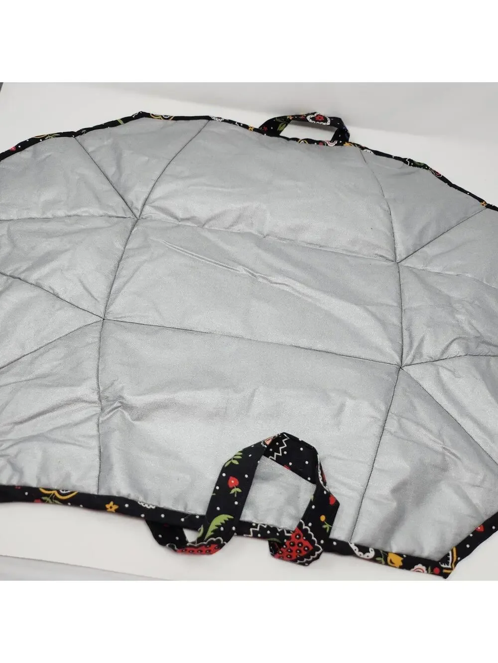Handmade Quilted Dish Carrier Cover Floral Print Heart Button Cottagecore Decor